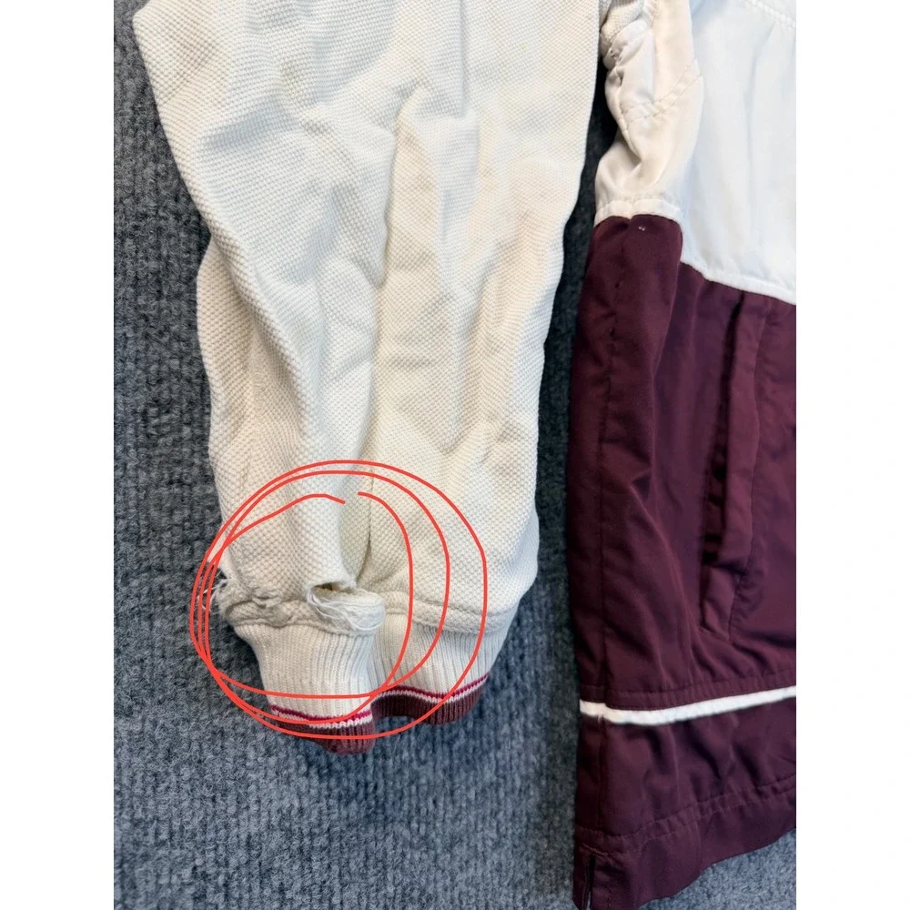 Nike Mens Medium Windbreaker Jacket Cream Maroon Full Zip Vintage Y2K